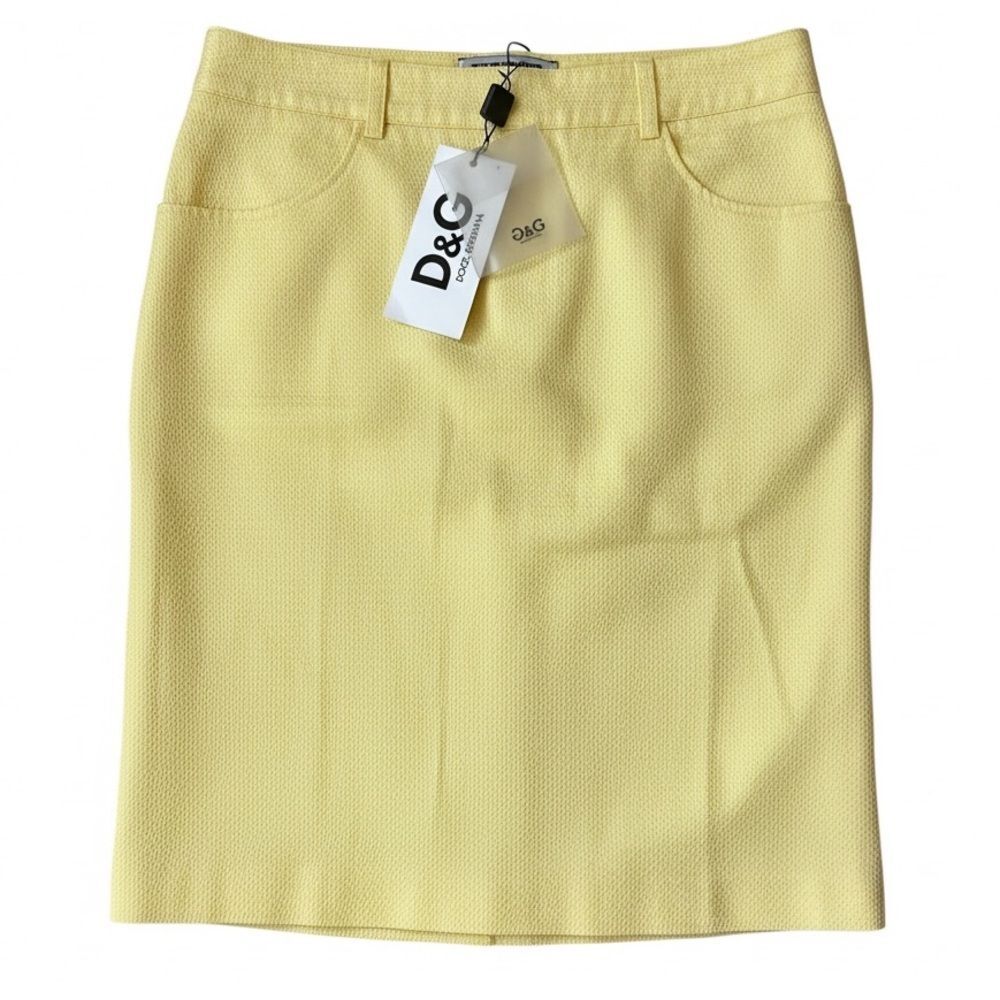D&G Dolce & Gabbana Yellow Textured Mini Skirt Ittierre Italy IT 42 US 6 NWT‎
